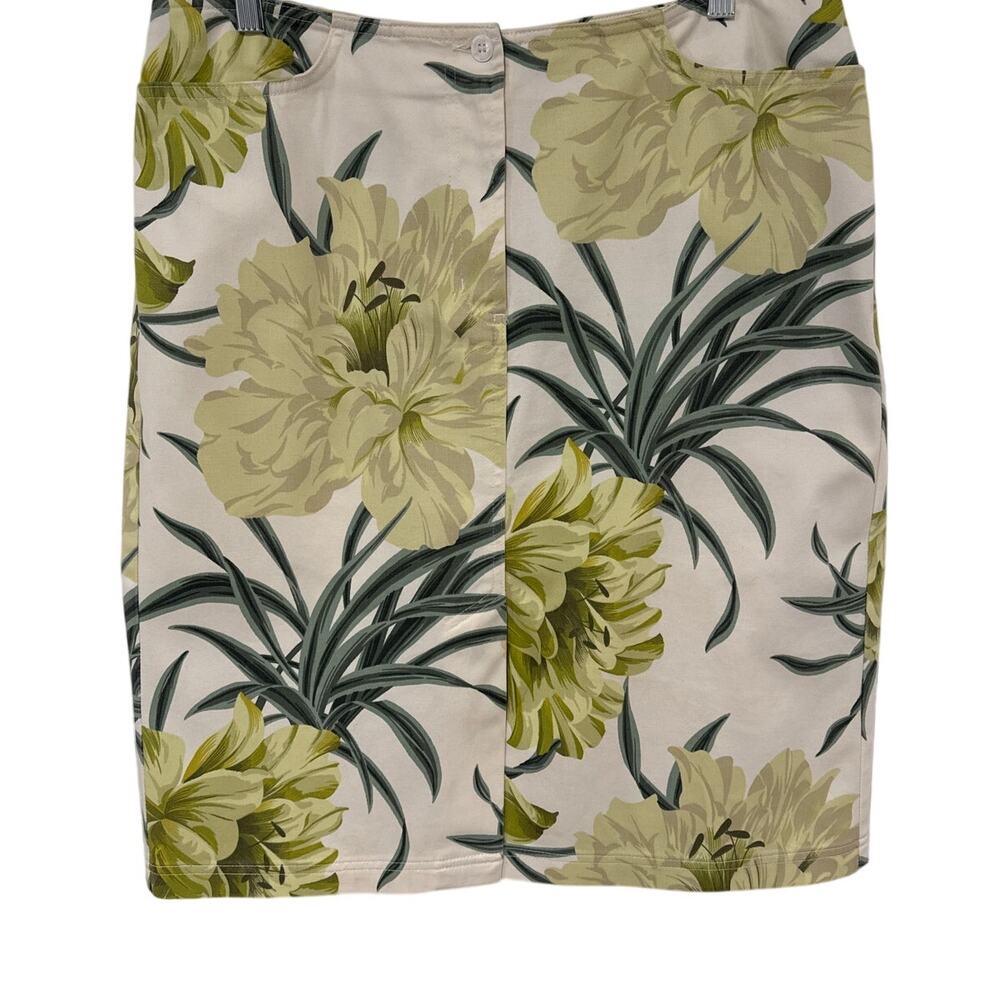 Karen Kane Classy Tropical Zipper/Front Split Skirt w/ Front Pockets - Size: 16